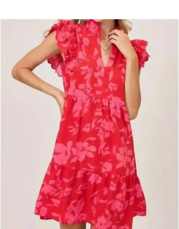 Floral Ruffle Sleeve Dress