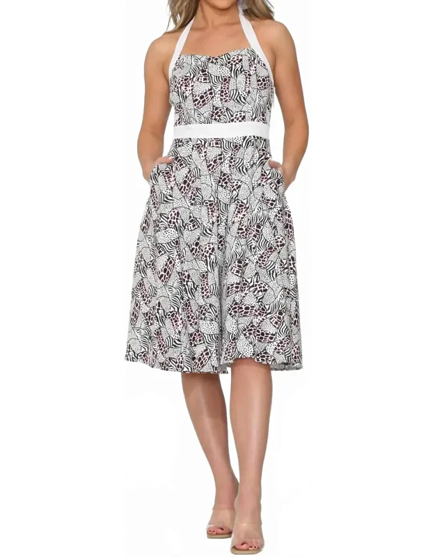 Zebra Leopard Halter Dress