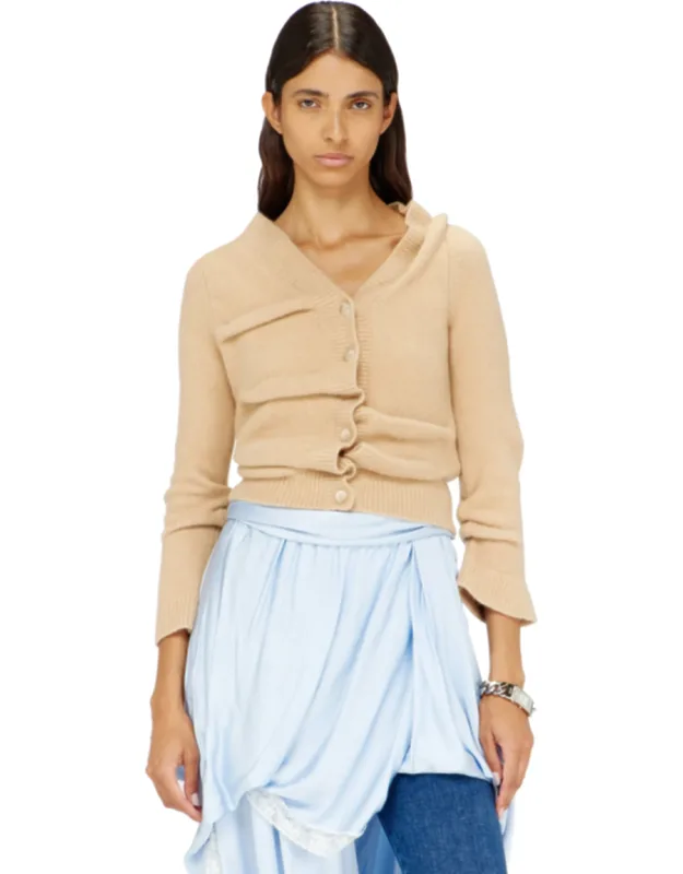 Cropped Cardigan In Wrinkled Boiled Knit