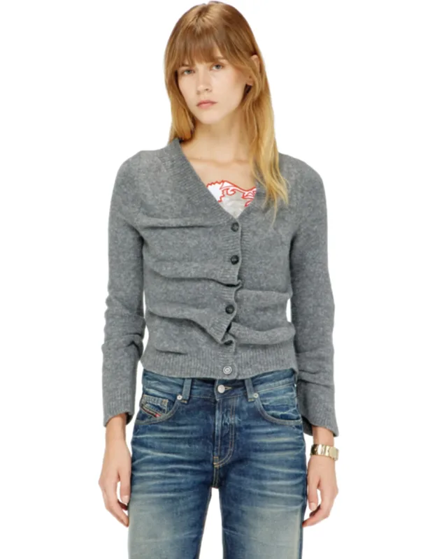 Cropped Cardigan In Wrinkled Boiled Knit