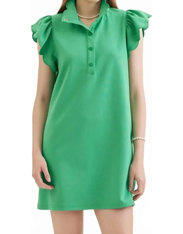 Scallop Flutter Sleeve Dress
