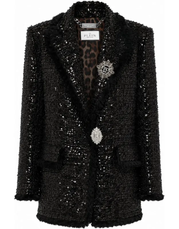 Tweed Blazer With Paillettes