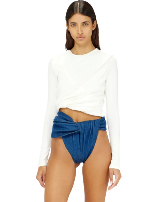 Rucked-up Long-sleeve T-shirt In Double-layer Jersey