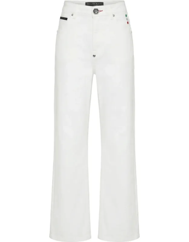 Straight Fit Jeans 5-pocket Denim Pants With Signature Metal Badge