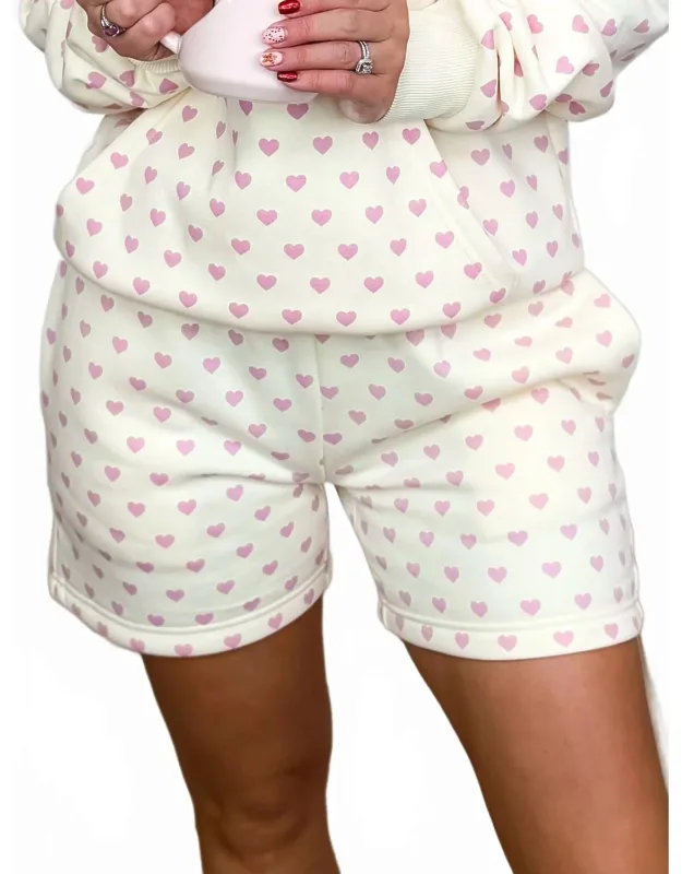 Cozy Hearts High-rise Cotton Blend Shorts