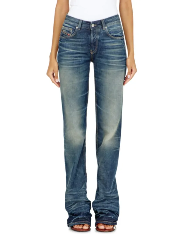 Diesel Regular Jeans Regular Waist D-heel, Button Fly, Extra-long Silhouette, Hidden Vertical Slit At The Ankle