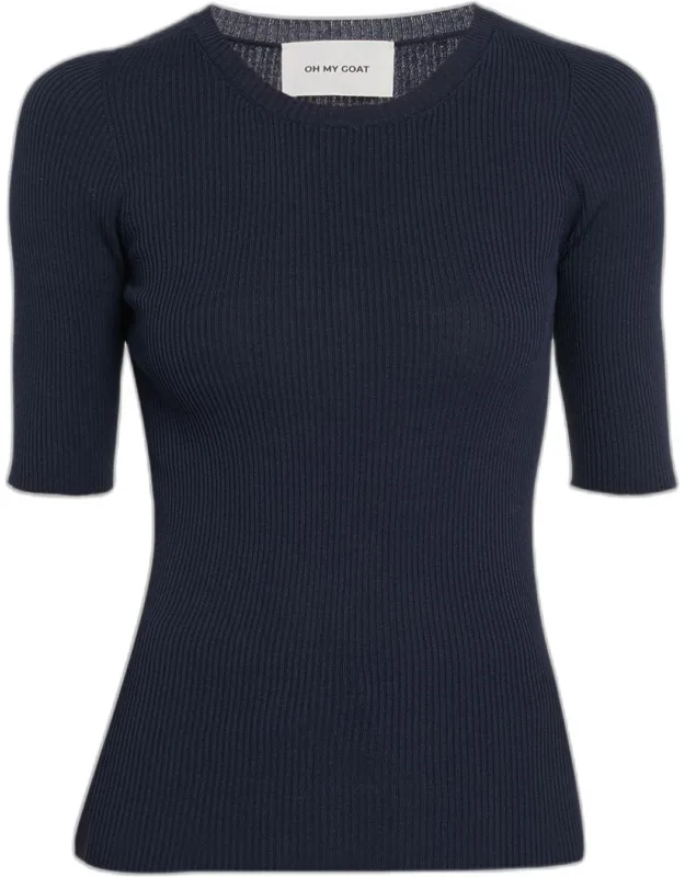 Viscose Rib Knit Crewneck Sweater