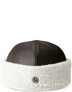 Shearling-trim Leather Hat