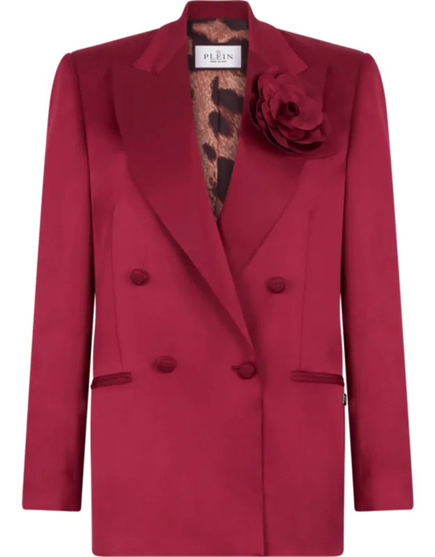 Double Breasted Blazer With Flowers