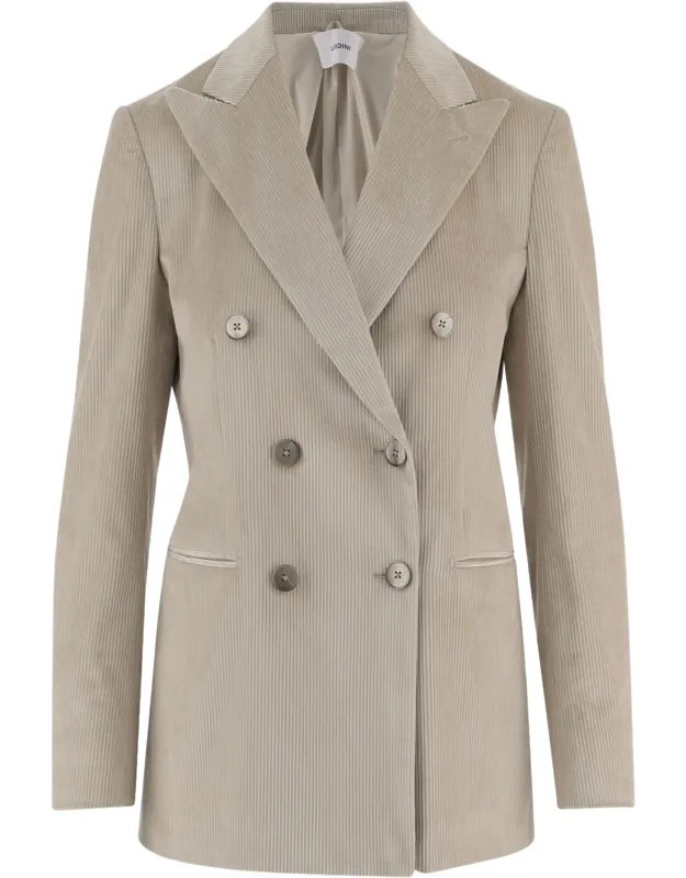Double-breasted Ribbed Cotton-blend Blazer