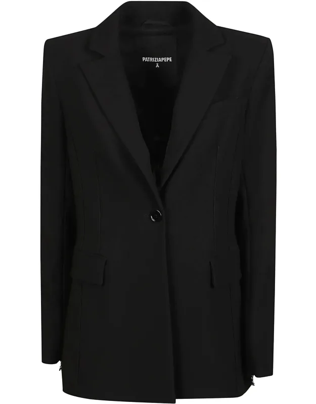 Structured Blazer With Notched Lapel And Flap Pockets