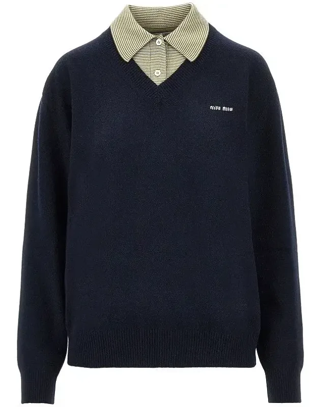 Layering Effect Wool And Cashmere Sweater