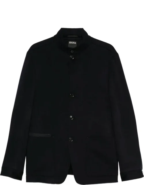 Mandarin-collar Patch-pocket Jacket