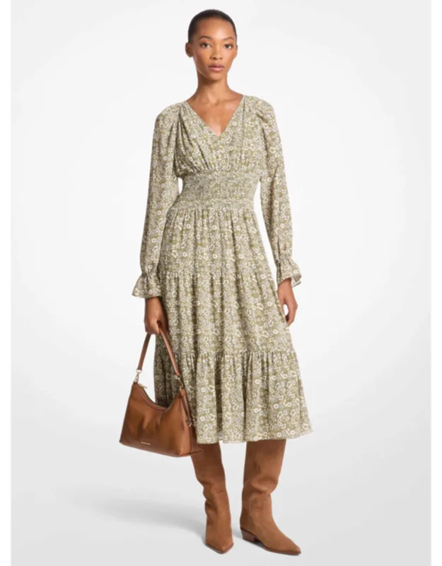 Floral Print Georgette Midi Dress