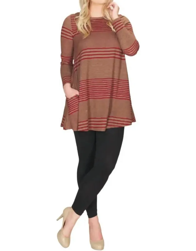 Stripe A-line Dress With Pockets