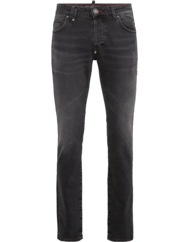 Super Straight Cut Jeans With Monogram Patches