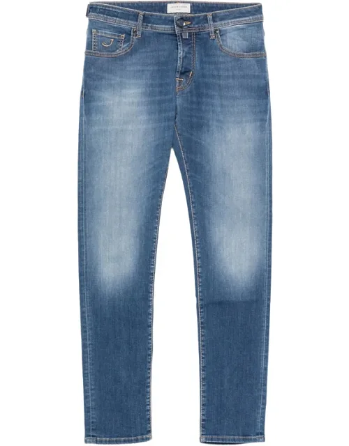 Faded-effect Logo-patch Jeans