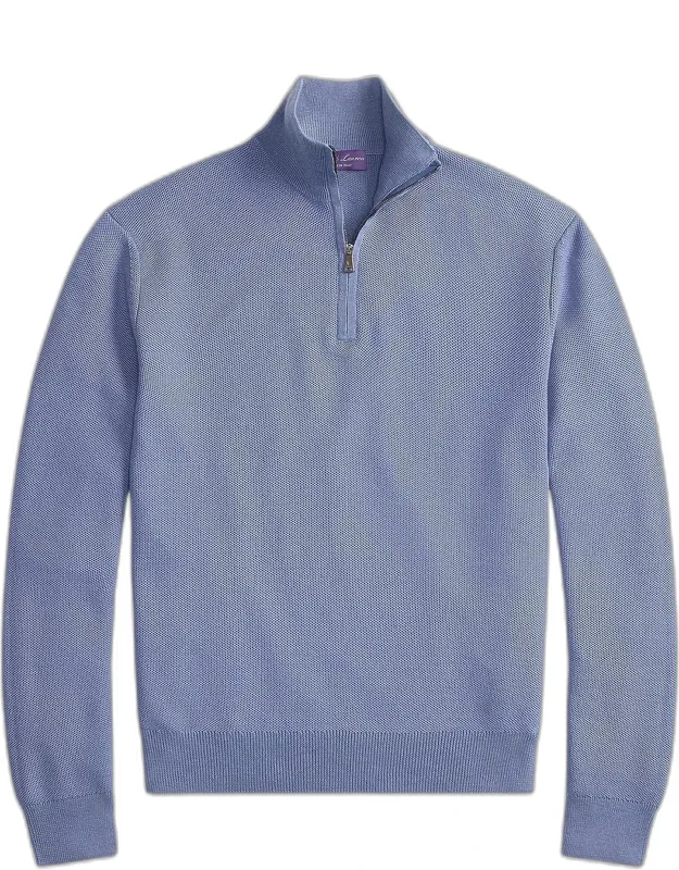 Pique Worsted Wool Quarter-zip Sweater
