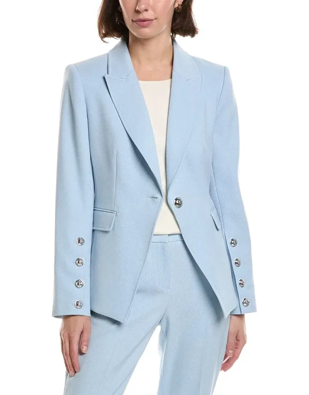 Blazer With Notch Lapel And Structured Shoulders