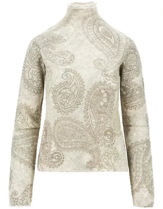 Knitted Sweater With Paisley Print
