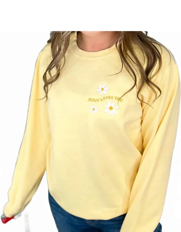 Jesus Loves You Long Sleeve Graphic Crewneck Sweatshirt
