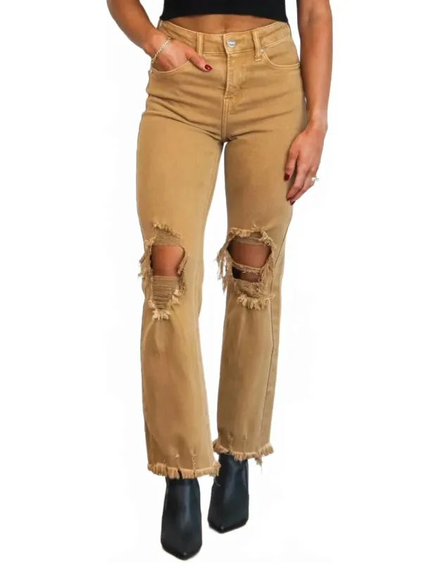 Distressed High Rise Straight Jeans