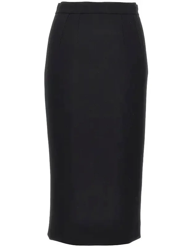 Stretch Wool Midi Skirt
