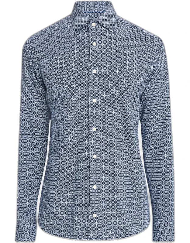 Stretch Jersey Geometric Sport Shirt