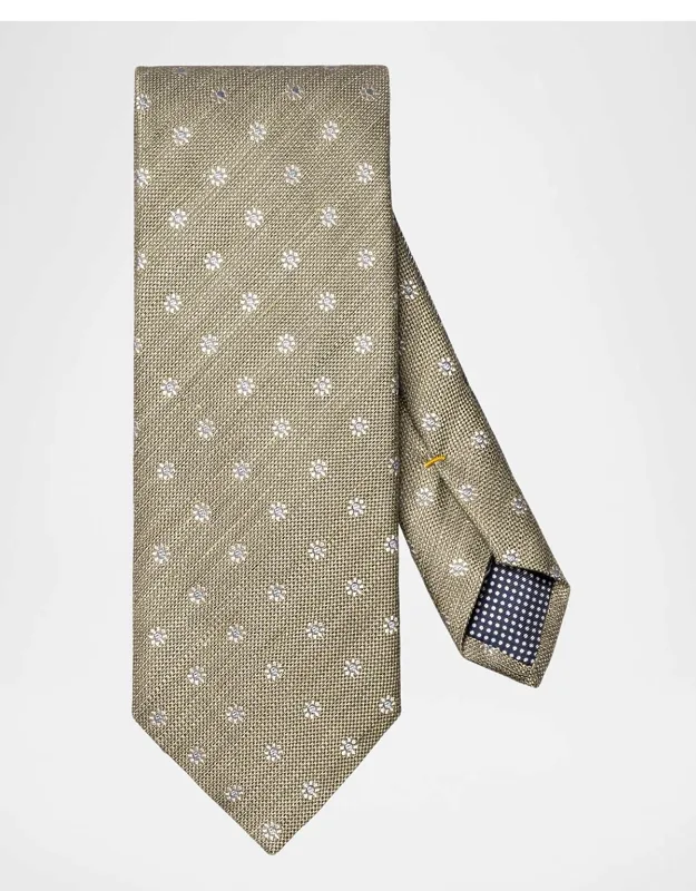 Woven Floral Silk And Linen Tie