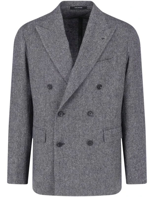 Double-breasted Virgin Wool Blazer With Classic Notch Lapel
