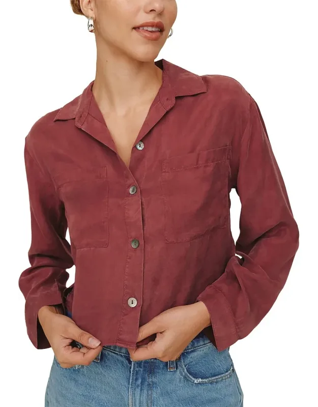 Button Down Cropped Shirt