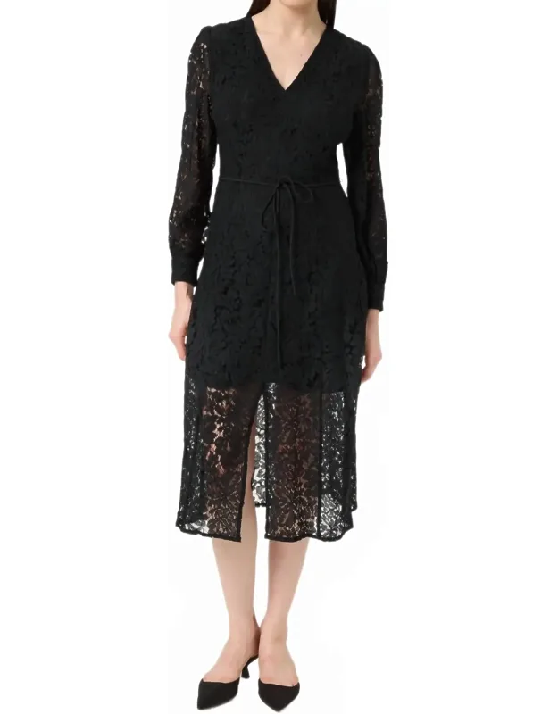 Hanni V-neck Long Sleeve Lace Midi Dress