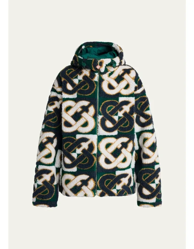 Check Monogram Hooded Fleece Jacket