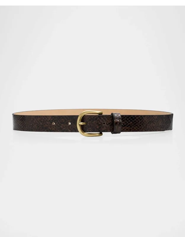 Snake-print Leather Belt