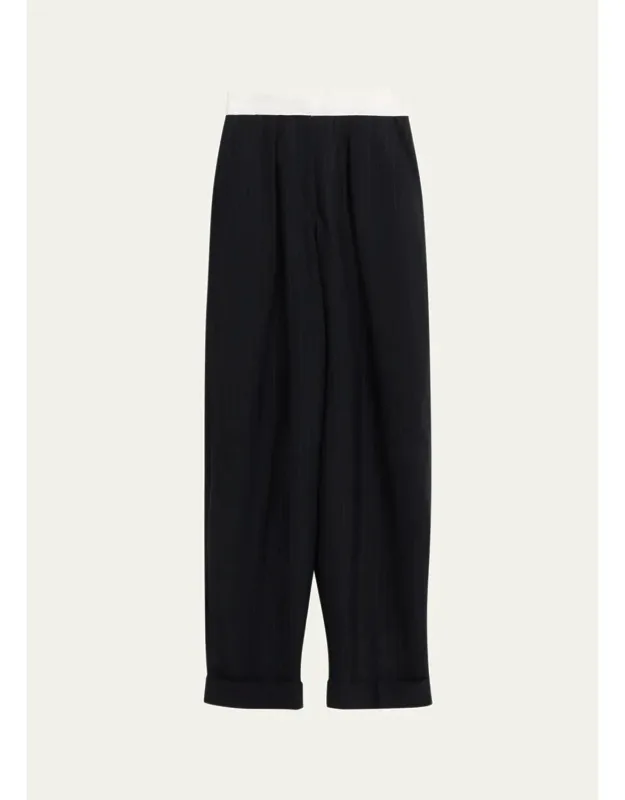 Elma Italian Pinstripe Wool Trousers