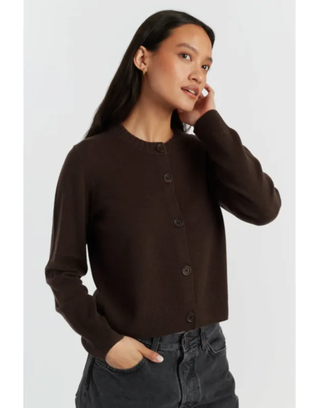 Wool-cashmere Crew Neck Cardigan