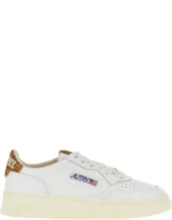 Autry Medalist Low Sneakers With Leopard-print Suede Heel Tab And Lace-up Closure