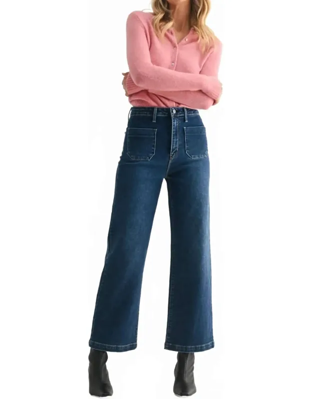 Patch Pocket Wide Leg Jeans
