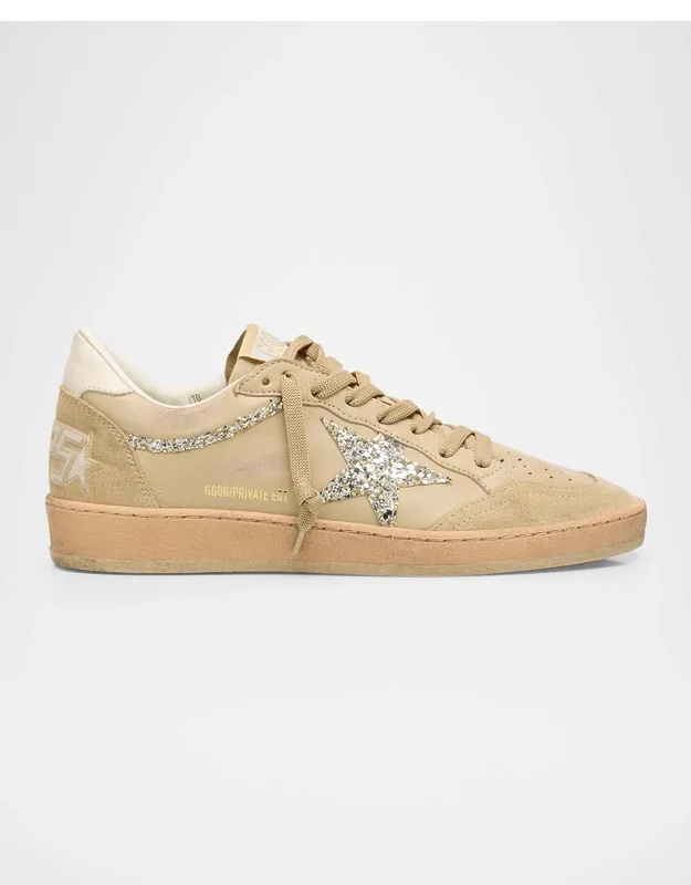 Ball Star Mixed Leather Glitter Low-top Sneakers