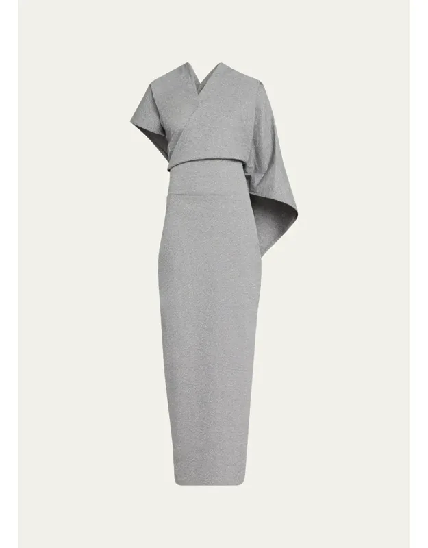 Sculptural Cape Maxi Dress