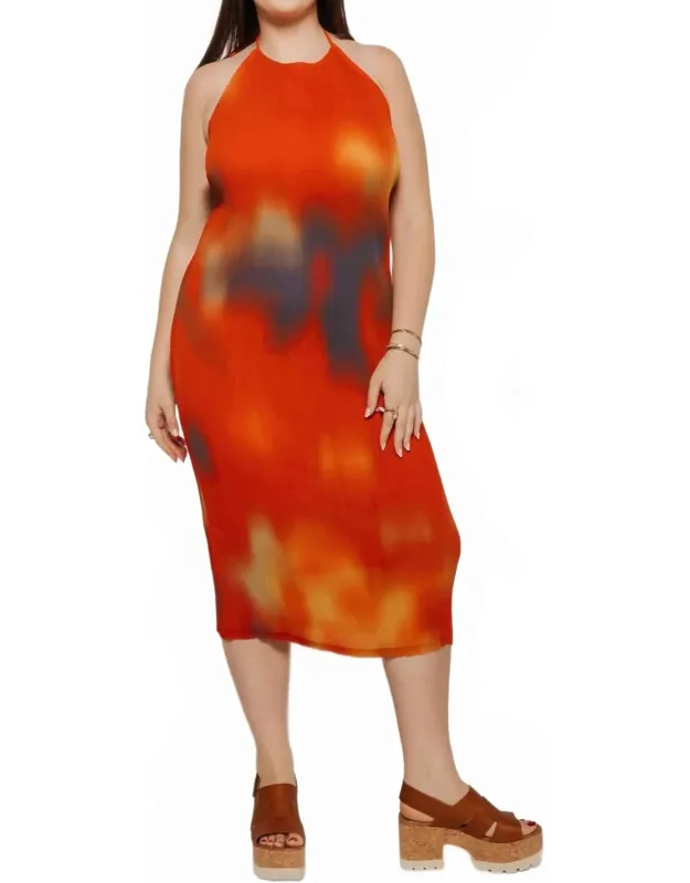 Flowers Pleated Midi Dress