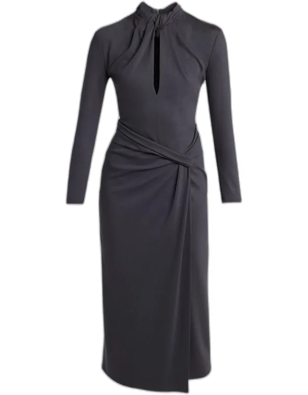 Keyhole-cutout Twisted Midi Dress