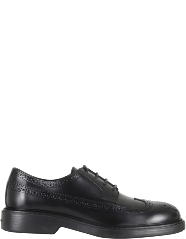 Perforated Laced Leather Derby Shoes