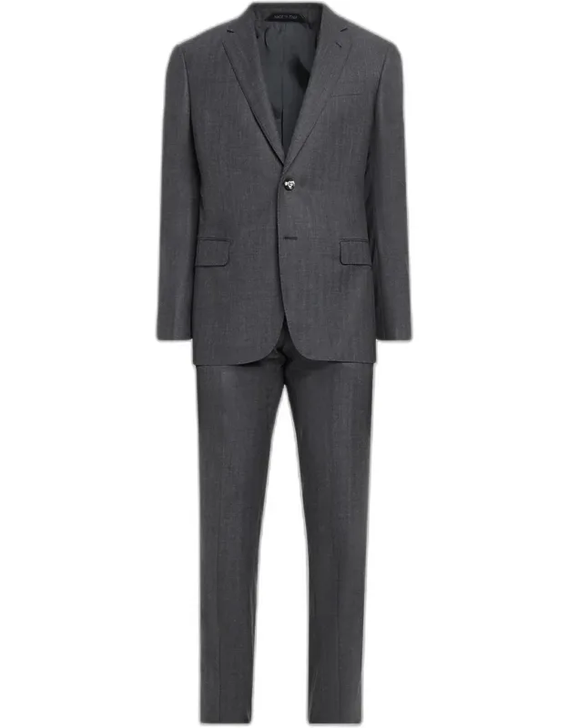 Wool Herringbone Single-breasted Suit