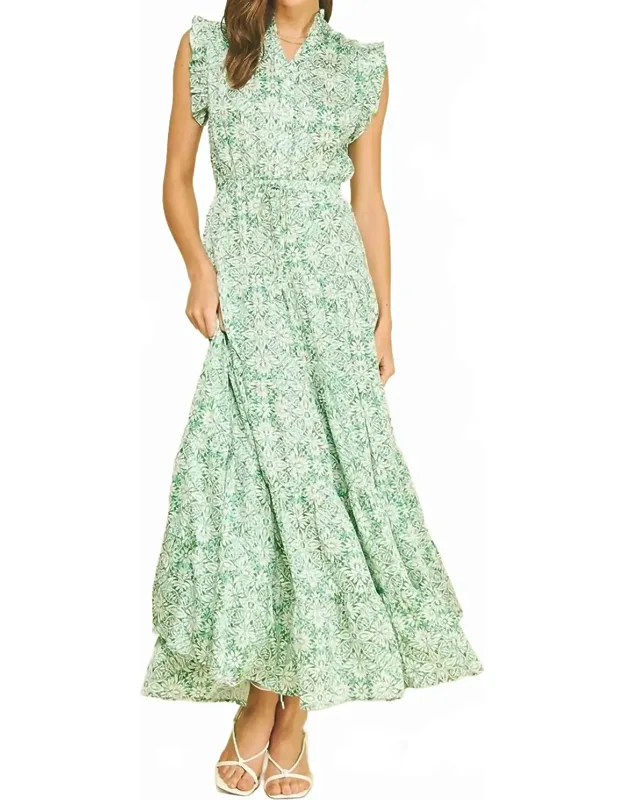 Floral Print Tiered Maxi Dress