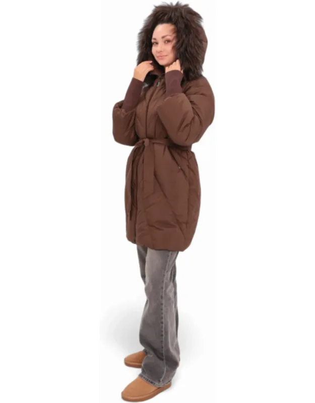 Genuine Fur Trim Down Fill Coat