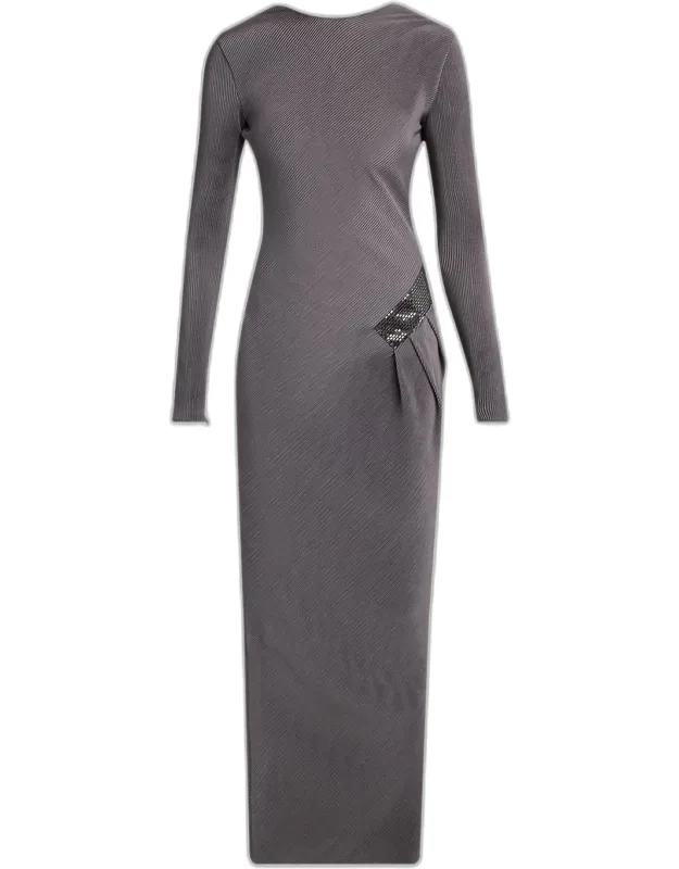Embellished Asymmetric Column Dress