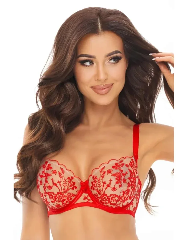Transparent Balconette Bra With High Quality Embroidery Detail