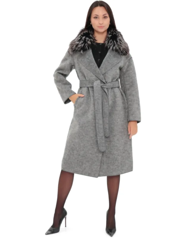 Genuine Silver Fox Virgin Wool Coat
