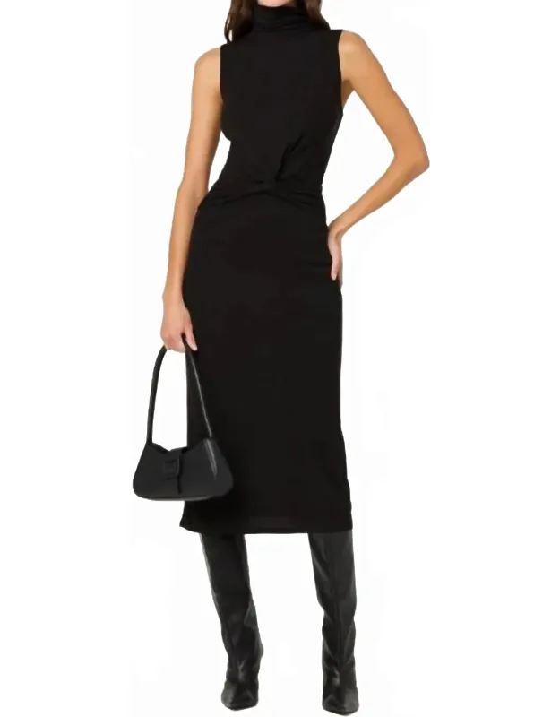 Mock Neck Midi Dress